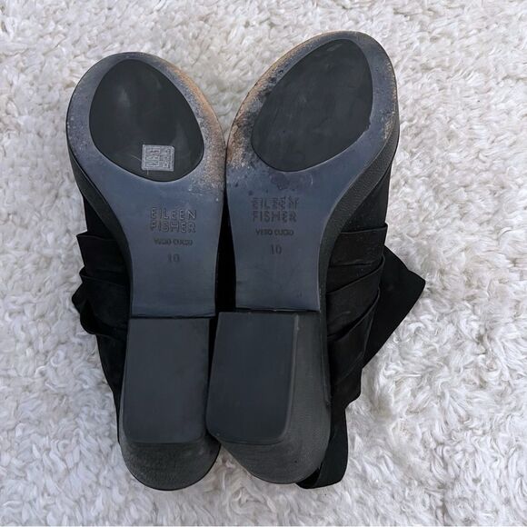EILEEN FISHER  Black Suede Closed Toe Mules Platform Chunky Women's Size 10 - Picture 8 of 8